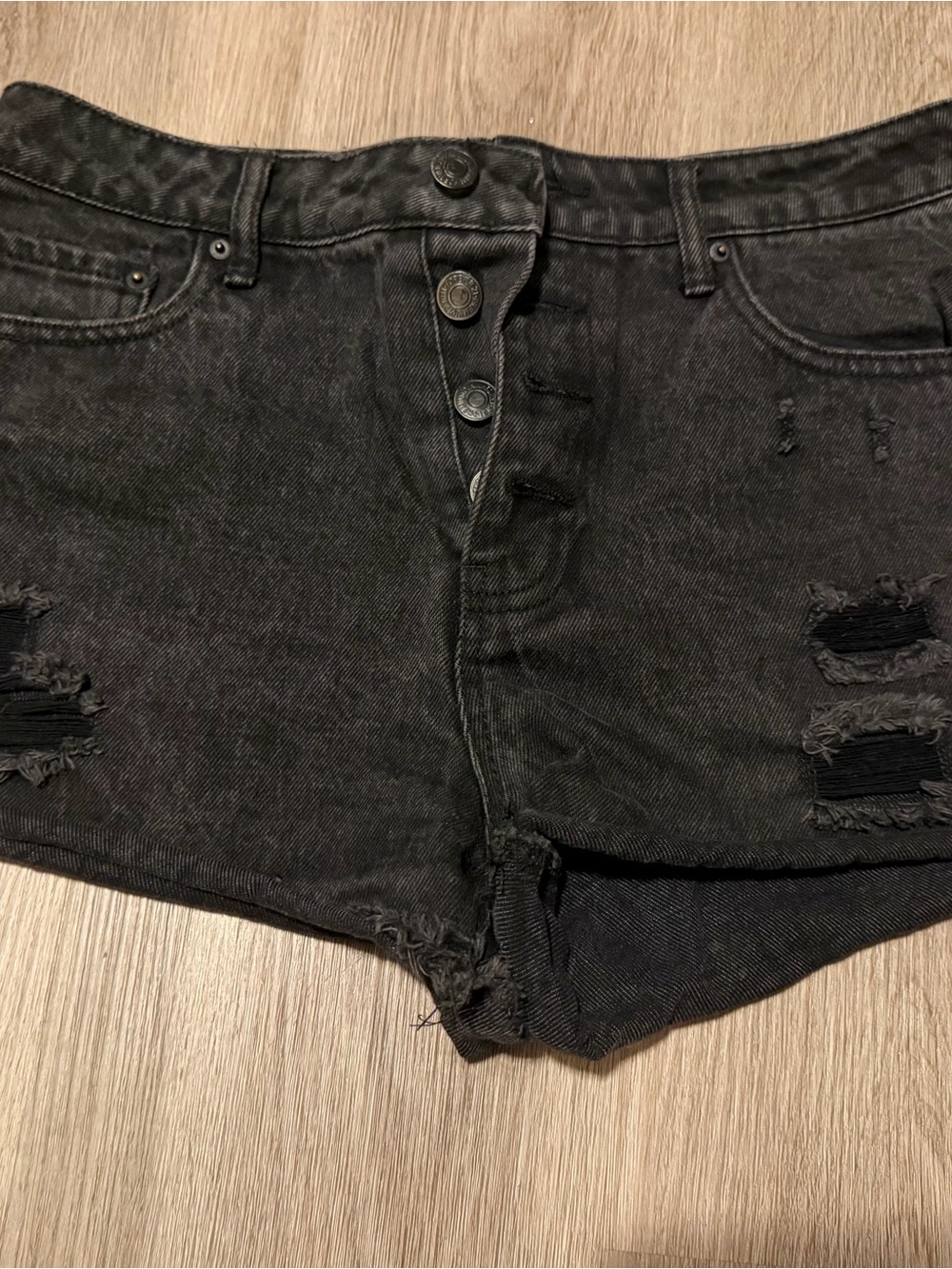 Forever 21 Black Distressed Denim Shorts